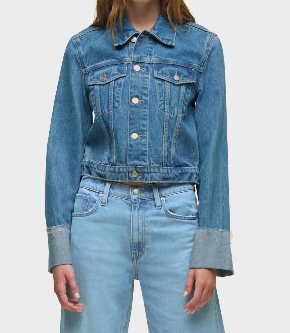 NEW HUDSON cuffed cropped denim jacket in universal